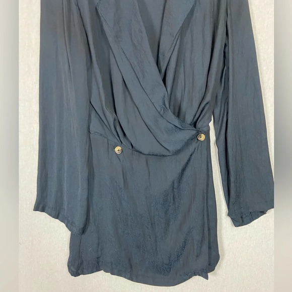 Free People Tonal Snakeskin Faux Wrap Mini Dress Bell  Sleeves Sz XS - Picture 5 of 14